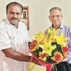 Karnataka CM  H D Kumaraswamy (left) meets Infosys  co-founder  Narayana Murthy at the latter's residence
