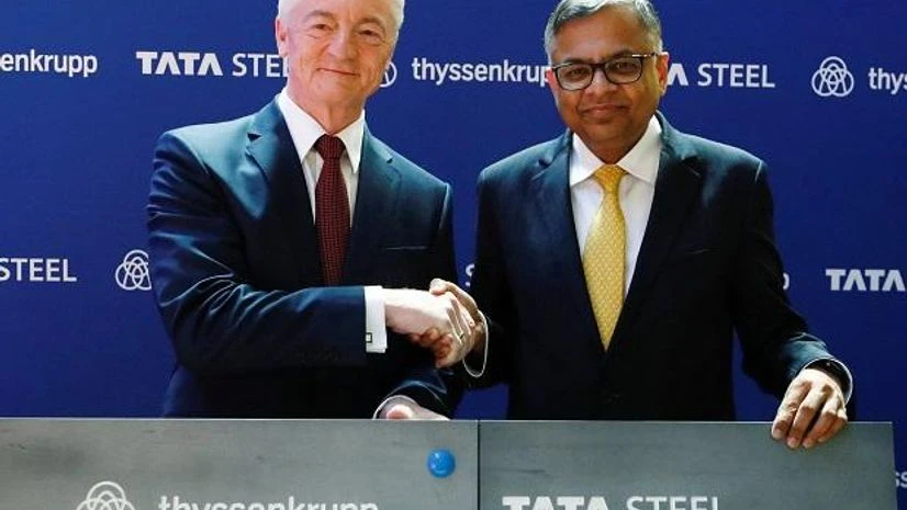Heinrich Hiesinger, N Chandrasekaran, Tata Steel, Thyssenkrupp Photo: Reuters