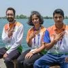 Indian 10m Air Pistol team Saurabh Chaudhary, Manu Bhaker and Abhishek Verma pose after a practice session during the 18th Asian Games, in Palembang