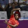 P V Sindhu fighting it hard in the final match against Tai of Chinese Taipei. Photo: Reuters