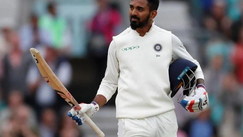 K L Rahul after scoring his 5th century. Photo: Reuters India vs West Indies test Series 2018