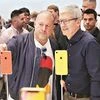 Apple CEO Tim Cook (right) with chief design officer Jonathan Ive in Cupertino. Photo: Reuters