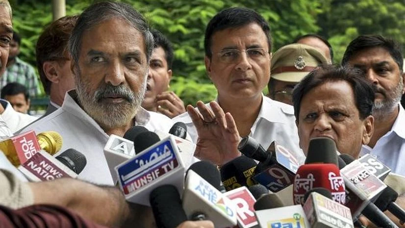 Congress, Anand Sharma Senior Congress leader Anand Sharma addresses the media after a meeting with CVC, K V Chowdary at Central Vigilance Commission, in New Delhi, Monday (Photo: PTI)