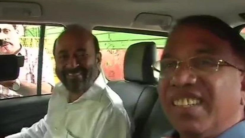 Goa Congress MLAs Dayanand Sopte (left) and Subhash Shirodkar. Photo: ANI