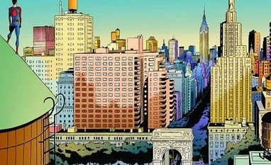 Where Stan Lee's fictional superheroes lived in the real New York A view of Manhattan in a panel from Amazing Spider-Man (Courtesy: Marvel)
