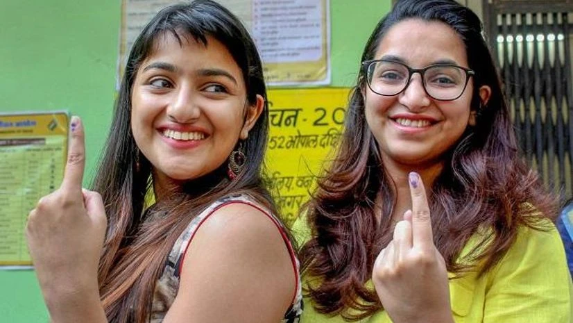 Over 69% voting in Haryana municipal polls First time voters show their fingers marked with indelible ink after casting votes for the Assembly elections, at a polling station in Bhopal, Madhya Pradesh. Photo: PTI