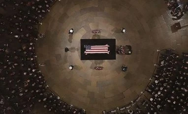 Former President George H. W. Bush lies in state in the U.S. Capitol Rotunda | Photo: AP/PTI Former President George H. W. Bush lies in state in the U.S. Capitol Rotunda | Photo: AP/PTI