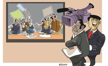How election results forced viewers to consume news like prime-time soaps Illustration by Binay Sinha