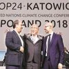 China’s head of delegation Xie Zhenhua  is flanked by the head of Iranian delegation Majid Shafiepour Motlagh (left) and COP24 President Michal Kurtyka at the summit in Katowice