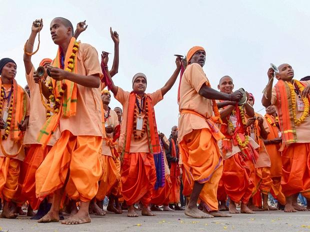 Sadhus participate in religious procession royal entry Peshwai ceremony Sadhus participate in religious procession royal entry Peshwai ceremony