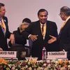 Tata Sons Chairperson Natarajan Chandrasekaran shakes hands with Reliance Industries Chairman Mukesh Ambani at the 9th edition of Vibrant Gujarat Global Summit-2019, in Gandhinagar, Friday | Photo: PTI