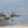 An air force AN-32 transport lands for the first time at Pakyong airfield in Sikkim on Wednesday