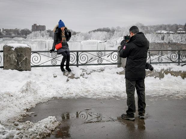 People are flocking to Niagara Falls after an icy storm system left the region covered in snow People are flocking to Niagara Falls after an icy storm system left the region covered in snow
