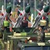 The Akash Missile system moves past the saluting dais during the 70th Republic Day Parade