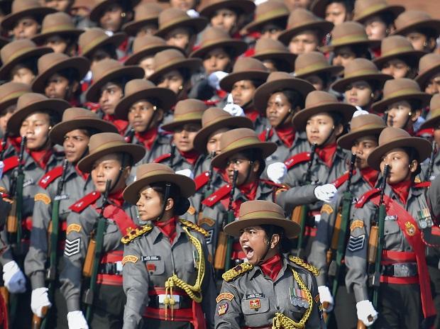Major Khusboo Kanwar leads the all-women contingent of Assam Rifles, marching past the saluting dais Major Khusboo Kanwar leads the all-women contingent of Assam Rifles, marching past the saluting dais