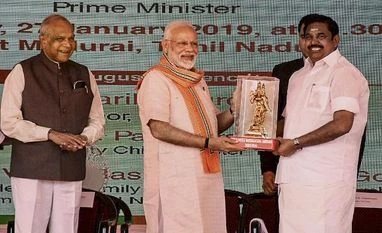 Modi in Tamil Nadu: Lays foundation stone for Rs 1,264-cr AIIMS in Madurai Prime Minister Narendra Modi being felicitated by Tamil Nadu Chief Minister K Palaniswami at the foundation stone laying ceremony of All India Institute of Medical Sciences (AIIMS) in Madurai