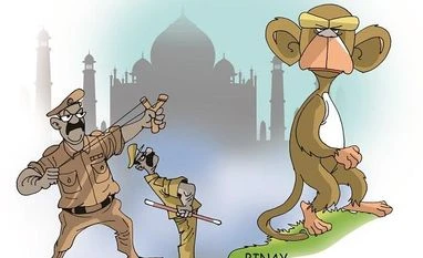 CISF personnel may use slingshot to tackle troops of monkeys at Taj Mahal Illustration by Binay Sinha