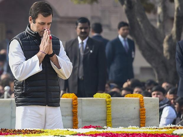 Congress President Rahul Gandhi pays homage to Mahatma Gandhi Congress President Rahul Gandhi pays homage to Mahatma Gandhi