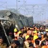 Rescue and relief works in progress after the nine coaches of Delhi-bound Seemanchal Express derailed at Sahadai Buzurg  station in Hajipur
