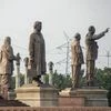 A view of former Uttar Pradesh chief minister Mayawati's statues among others at Dalit Prerna Sthal, in Noida