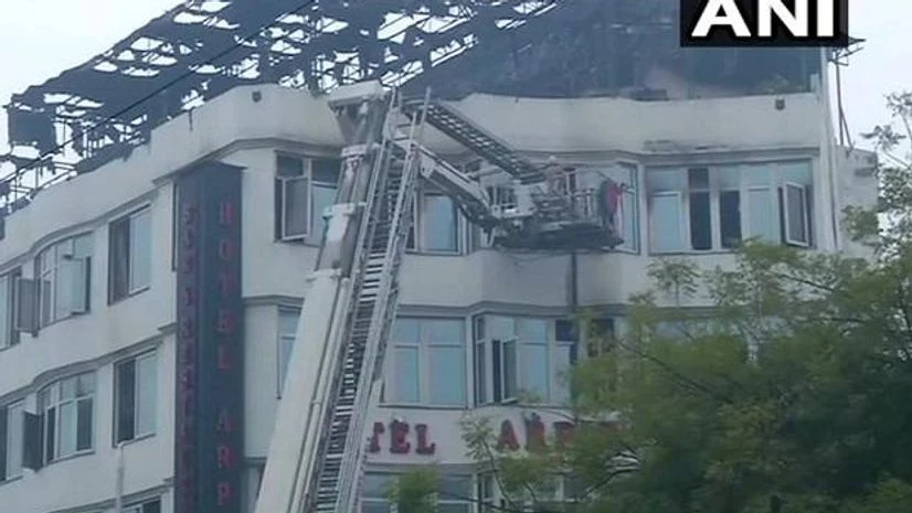 fire Fire brigade at Karol Bagh Hotel. Photo: ANI