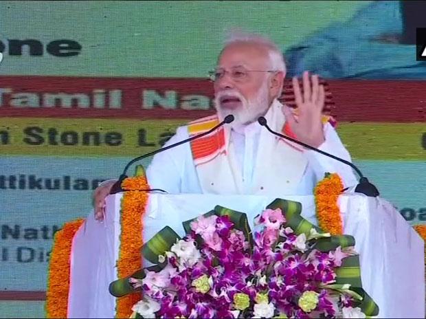 Prime Minister Narendra Modi addresses a rally in Kanyakumari, Tamil Nadu NARENDRA MODI
