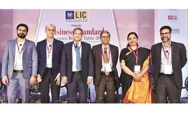 Insurance firms cannot be assessed on quarterly basis, says GIC Re CMD (From left) Acko General Insurance MD & CEO Varun Dua, Religare Health Insurance MD & CEO Anuj Gulati, ICICI Lombard MD & CEO Bhargav Dasgupta, Business Standard Consulting Editor Tamal Bandyopadhyay, GIC Re CMD Alice Vaidyan, Tata AIG MD