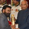 President Ram Nath Kovind confers Padma Bhushan upon Viswanathan Mohanlal, film actor from Kerala