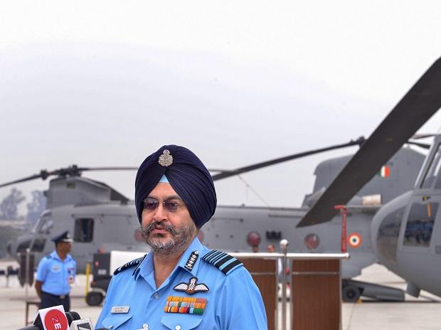 Air Chief Marshal Birender Singh Dhanoa addressing officials during the induction ceremony of Chinook helicopters Air Chief Marshal Birender Singh Dhanoa addressing officials during the induction ceremony of Chinook helicopters