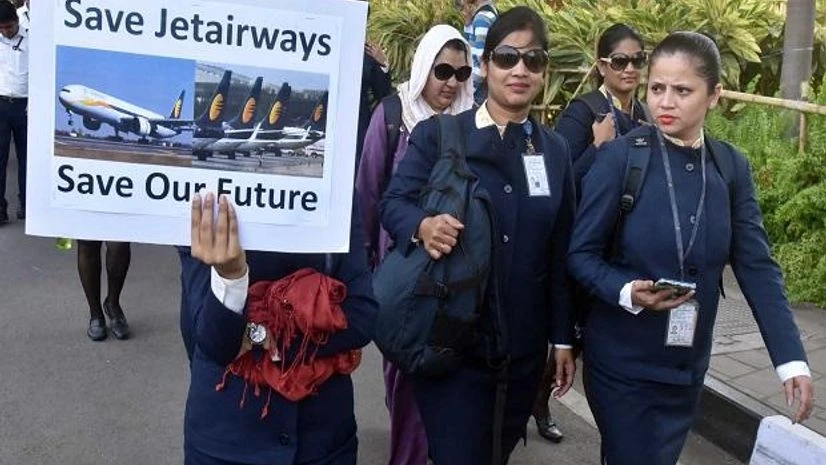 Jet employees Jet employees are protesting outside office They marched from airport to their office in Mumbai | Photo: Kamlesh Pednekar