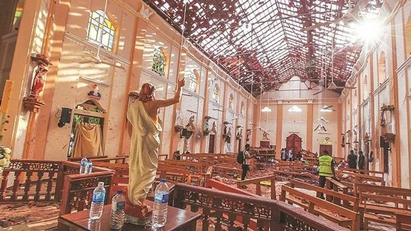St Sebastian’s Church, sri lanka blast A view of St Sebastian’s Church damaged in a blast in Negombo, north of Colombo, on Sunday | Photo: Reuters