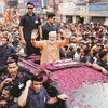 Prime Minister Narendra Modi, who is contesting the Lok Sabha election from Varanasi, during a roadshow in the city on Thursday. The constituency goes to the polls on May 19 Photo: Reuters