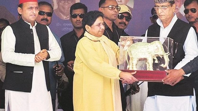 BSP chief Mayawati and SP President Akhilesh Yadav (left) jointly campaign for SP candidate Azam Khan in Rampur recently. Together the SP, the BSP and the Congress have nominated 18 Muslim candidates as against 41 in 2014 Photo: PTI BSP chief Mayawati and SP President Akhilesh Yadav (left) jointly campaign for SP candidate Azam Khan in Rampur recently. Together the SP, the BSP and the Congress have nominated 18 Muslim candidates as against 41 in 2014 Photo: PTI