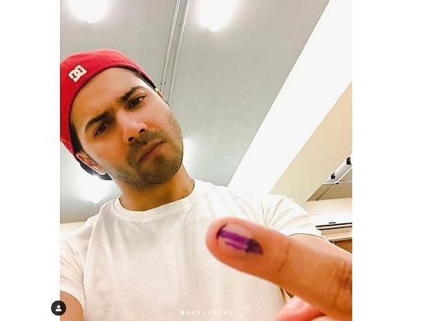 Varun Dhawan after casting vote during the 4th phase of the 2019 Lok Sabha elections Varun Dhawan after casting vote during the 4th phase of the 2019 Lok Sabha elections