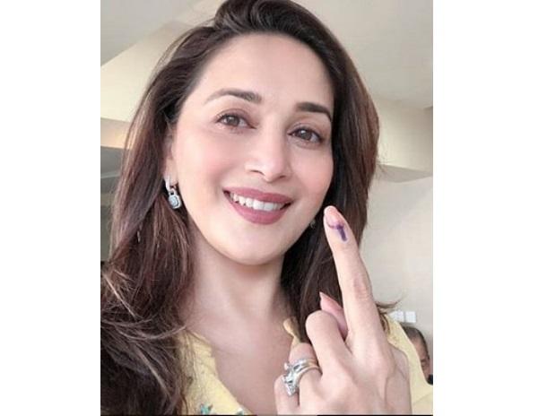 Madhuri Dixit after casting vote during the 4th phase of the 2019 Lok Sabha elections Madhuri Dixit after casting vote during the 4th phase of the 2019 Lok Sabha elections