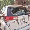 The car of BJP MP Babul Supriyo was vandalised in Bardhaman, allegedly by TMC workers 	Photo: pti