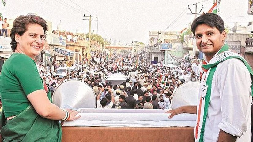 Priyanka Gandhi Vadra with MP Deepender Hooda | Photo: PTI Priyanka Gandhi Vadra with MP Deepender Hooda | Photo: PTI