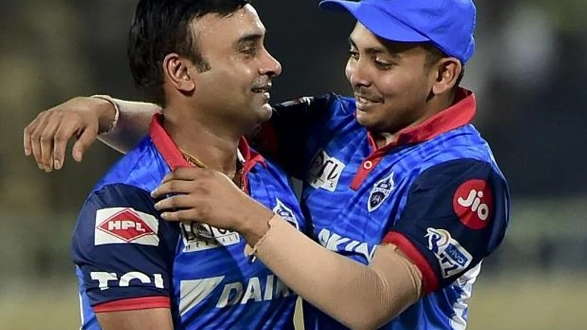 Amit Mishra with Prithvi Shaw Amit Mishra with Prithvi Shaw