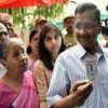 Delhi Chief Minister Arvind Kejrival with Family members arriving to cast their vote during the sixth phase of Lok Sabha elections, in New Delhi, Sunday/PHOTO-DALIP KUMAR