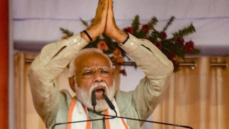 modi Prime Minister Narendra Modi addresses an election campaign rally for the Lok Sabha polls, in Deoria district, Sunday | Photo: PTI