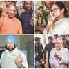 UP CM Yogi Adityanath, West Bengal CM and TMC Supremo Mamata Banerjee, Bihar CM Nitish Kumar, and Punjab CM Amarinder Singh after casting their vote in the seventh and last phase of 2019 elections on Sunday 	Photo: PTI