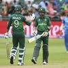 Bristol:  Pakistan's Babar Azam, right, is congratulated by teammate Imad Wasim after reaching his century during the ICC Cricket World Cup Warm up match between Pakistan and Afghanistan, at The Bristol County Ground, in Bristol, England, Friday May