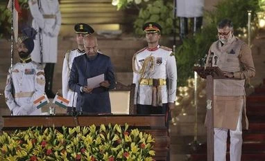 New Delhi: Prahlad Singh Patel being sworn-in as a Minister of State by President Ram Nath Kovind during the swearing-in ceremony at the forecourt of Rashtrapati Bhawan in New Delhi, Thursday, May 30, 2019. (PTI Photo/Vijay Verma) ( New Delhi: Prahlad Singh Patel being sworn-in as a Minister of State by President Ram Nath Kovind during the swearing-in ceremony at the forecourt of Rashtrapati Bhawan in New Delhi, Thursday, May 30, 2019. (PTI Photo/Vijay Verma)