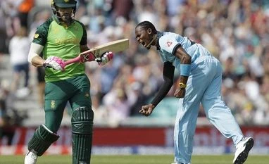 SA captain du Plessis promises to fight back in remaining World Cup matches London: England's Jofra Archer celebrates taking the wicket of South Africa's captain Faf du Plessis, left, during the World Cup cricket match between England and South Africa at The Oval in London, Thursday, May 30, 2019. (AP/PTI)