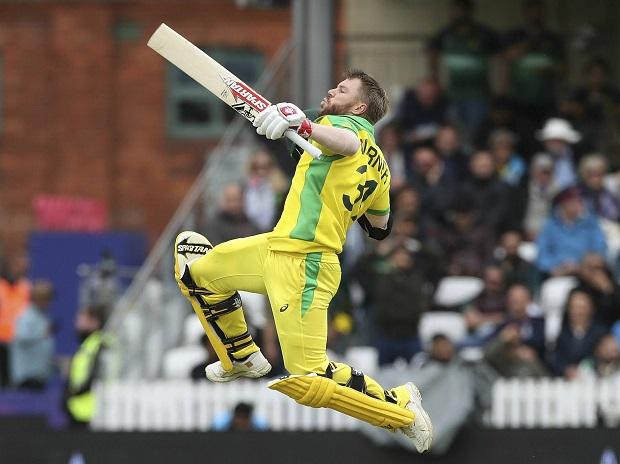Australia's David Warner celebrates his century Australia's David Warner celebrates his century