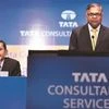 TCS CEO &amp; MD Rajesh Gopinathan (left) and Tata Sons Chairman N Chandrasekaran at TCS AGM in Mumbai | Photo: KAMLESH PEDNEKAR