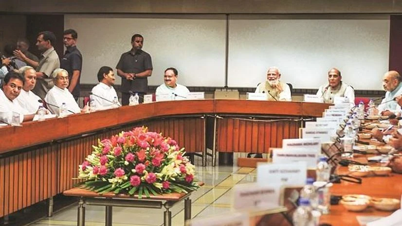 PM Narendra Modi chairs a meeting of the heads of various political parties in both the Houses of Parliament, ahead of the Budget Session, in New Delhi, on Wednesday Photo: PTI PM Narendra Modi chairs a meeting of the heads of various political parties in both the Houses of Parliament, ahead of the Budget Session, in New Delhi, on Wednesday Photo: PTI