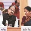 Union Finance Minister Nirmala Sitharaman with Revenue Secretary Ajay Bhushan, during the 35th Goods and Service Tax (GST) Council meeting, in New Delhi, on Friday. Photo: PTI