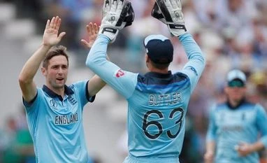 ICC CWC 2019 highlights: Eng thrash NZ by 119 runs, qualify for semis England celebrate the wicket of Glenn Maxwell in match against Australia