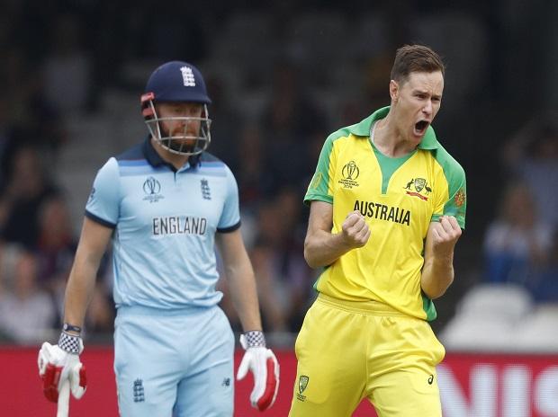 Australia's Jason Behrendorff celebrates after taking the wicket of England's James Vince clean bowled Australia's Jason Behrendorff celebrates after taking the wicket of England's James Vince clean bowled